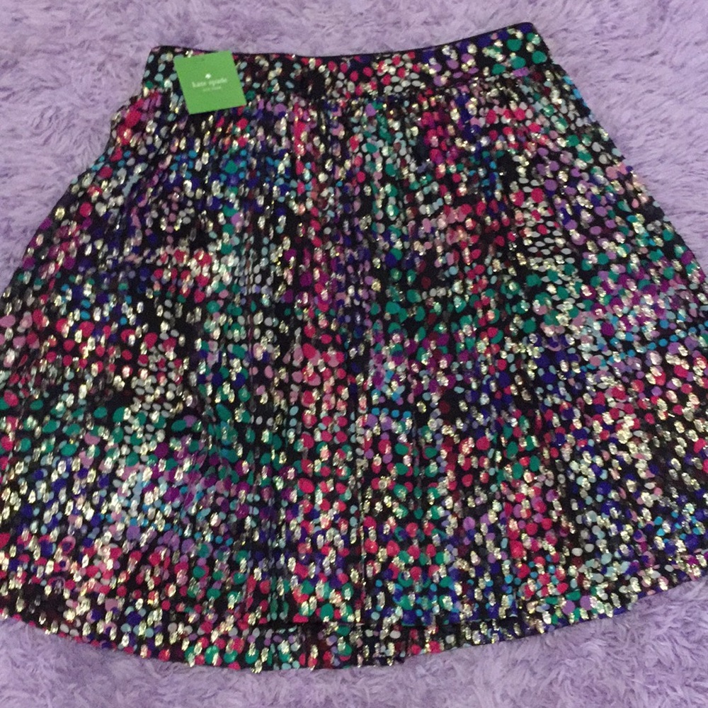NWT Kate Spade Metallic Multi Dot Skirt